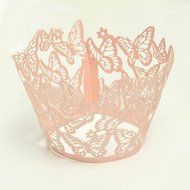 12pcs Butterfly Cupcake Muffin Wrapper Wrap Case Wedding Birthday Anniversary Celebration (Silver)
