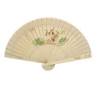 Wooden Cut Out Ribs Foldable Sandalwood Hand Fan 8 Inch Height Scented