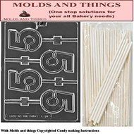 Number 5 LOLLY numbers and letters Chocolate candy mold With Candy Making Instruction - set of 2 molds with 25...