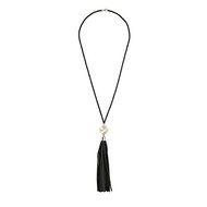 Women&#039;s Pearl Leather Tassels Pendant Long Chain Bid Sweater Necklace Jewelry N5