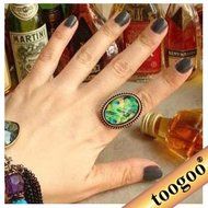 TOOGOO(R) Antique Exquisite Peacock Feather Pattern Ring - Retro Court Style N2