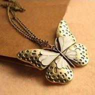 Alloy Butterfly Pendant Long Sweater Chain Necklace Women Girl Jewelry New