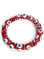 Evil Eye 10 mm red Crystal Lampwork &amp; Glass bracelet #2724