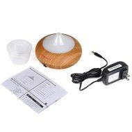 HOUSWEETY 140ml Aromatherapy Essential Oil Diffuser Cool Mist Humidifier with 7 Color LED Lights, Wood Grain N2
