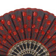 Folding Hand Fan Embroidered Sequin Wedding Prom Dance (Red) N21