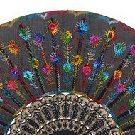 Folding Hand Fan Embroidered Sequin Wedding Prom Dance (Red) N22