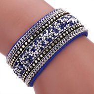 AutumnFall&reg; Women Bohemian Crystal Cowhide Bracelets Wrist Chains (Gray) N10