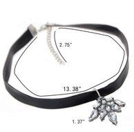 Gothic Leather Crystal Choker Charm Pendant Necklace Women Vintage Black Jewelry N5