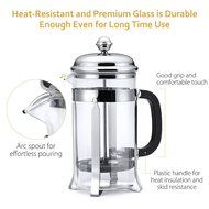 Cymas French Press Coffee Maker, 34oz 8 Cups Coffee Tea Press Pot with Stainless Steel N2