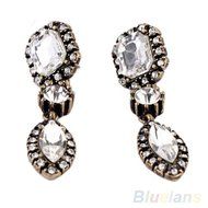 Women's Fashion Rhinestone Crystal Gem Waterdrop Pendant Dangle Eardrop Earrings