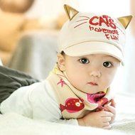 KAKA(TM) Babys Girls Boys Lovely Spring Summer Hat Cute Peaked Cap with Scarf Beige N4