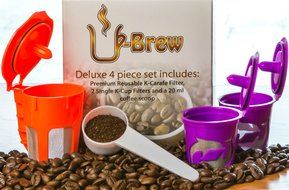 Keurig 2.0 K-Carafe Reusable Coffee Filter and Single Refillable K-Cup 4 piece Bundle Gift Set with Coffee Scoop...