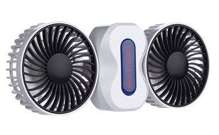 Coomoors Couples Mini Fan Dual Head Portable USB Rechargeable Personal Fan Quiet Operation Desktop Fan with LED... N2