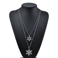 Fashion Crystal Snowflake Sweater Chain Necklace Two Layer Pendant Necklace N2