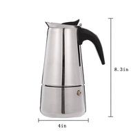 Stainless Steel Coffee Pot Kettle Stove Top Espresso Maker, Silver Tone 9-Cup (450ml)