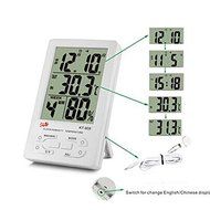 ADSRO 1pcs Clock+LCD Digital Hygrometer Thermometer Temperature Meter In/Outdoor N4