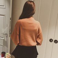 Spritech(TM) Fashion Women Basic Loose Knit Pullover Puff Sleeve Sweatshirt Sweater White N12