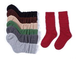 Eforstore 7 Pack Winter Warm Children Fashion Cotton Ruffle Knee-Socks Anti-skid Particles Socks for Kids Girls... N4