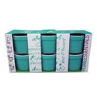 Home Essentials &amp; Beyond 66466 4 oz. Mini Stoneware Hobnail Ramekins, Aqua