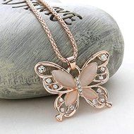 Rose Gold butterfly Pendant Necklace Stainless steel Fashion Women Jewelry
