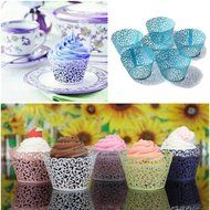 Yansanido 24 set ivory Filigree Artistic Bake Little Vine Lace Laser Cut Cupcake Wrapper Cup Muffin Case Trays... N3