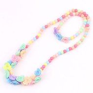 Kids Girls Lovely New Beads Flowers Necklace Bracelet 2 in 1 Jewelry Set Eyeful N3