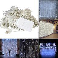 300 Leds Fairy String Icicle Led Curtain Light 300 Bulbs Xmas Christmas Wedding Garden Party Decor 220V 3M3M 12Strands-White... N2