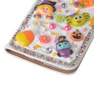 For ZTE ZMAX Z970 Hallowmas Theme Phone Case,Yaheeda 3D Handmade Stones Pumpkin Flower Skull Design PU Leather... N10