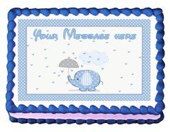 Baby Elephant Edible Cake Topper Baby Shower Cake Topper Blue Elephant