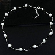 Women Jewelry Pendant Chain Pearl Choker Chunky Statement Bib Collar Necklace N3