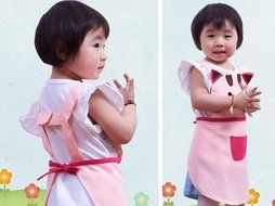 CRB Girls Boys Kids Toddler Elephant Cat Bunny Chef Baking Apron (Pink Cat)
