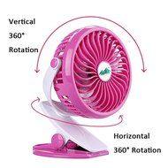 AOTOP Rechargeable Clip on Fan, Quietness, Adjustable (Pink) N11