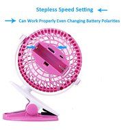 AOTOP Rechargeable Clip on Fan, Quietness, Adjustable (Pink) N12