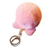 AutumnFall Rabbit Fur Ball Plush Car Keychain Handbag Key Ring Key Pendant (Black) N12