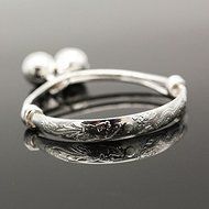 Bell Newborn Baby Kids Bangle Bracelet Silver Adjustable 2pcs Gift N2