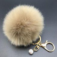AutumnFall&reg; Fluffy Faux Rabbit Fur Ball Charm Car Keychain Handbag Key Ring (# 12) N16