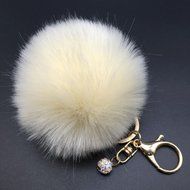 AutumnFall&reg; Fluffy Faux Rabbit Fur Ball Charm Car Keychain Handbag Key Ring (# 12) N18