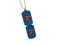 Storite Fashion "Superman" Square Blue Locket/Nackless Metal Finish