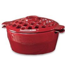 2.3 QT. Cast Iron Lattice Steamer And Trivet Set , in Red