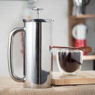 Espro Press Stainless Steel Coffee Press (3-4 cups, 18 oz) Bundle with Wooden Spoon, Double Wall, Vacuum Insulated... N3