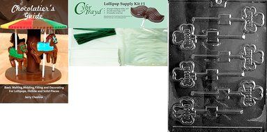 Cybrtrayd 45St50-P005 Irish Lolly Patriotic Chocolate Candy Mold with 50 4.5-Inch Lollipop Sticks