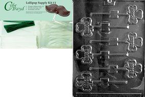 Cybrtrayd 45St50-P005 Irish Lolly Patriotic Chocolate Candy Mold with 50 4.5-Inch Lollipop Sticks N2