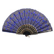 Folding Hand Fan Embroidered Sequin Wedding Prom Dance (Red) N29