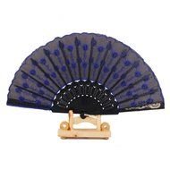 Folding Hand Fan Embroidered Sequin Wedding Prom Dance (Red) N32