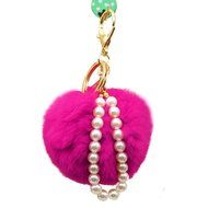 AutumnFall&reg; Imitate Rabbit Fur Ball Pearl Car Keychain Handbag Key Ring (Purple) N11