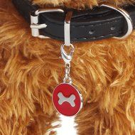 Sandistore Round Bone PuppyRhinestone Pendant Pet Jewelry (Pink) N3