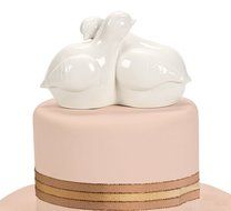 Lovebirds Wedding Cake Topper (6&quot; X 4&quot;) Contemporary Ceramic Love Birds.