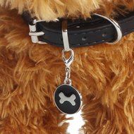 Sandistore Round Bone PuppyRhinestone Pendant Pet Jewelry (Pink) N4