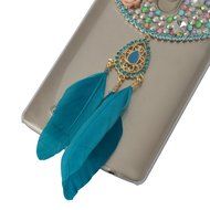 LG K7 Case,LG Tribute 5 Case,Yaheeda 3D Pearls Sparkle Plume Feather Chain Fashion Bling PC Hard Case for LG K7... N6