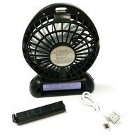 INVESCH Portable Lithium Battery Fan 4-inch Vanes 3 Speeds Rechargeable Desktop Fan (Black) N8